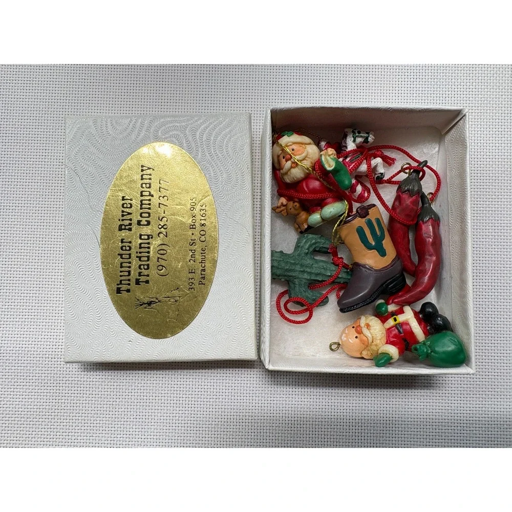 Vintage Southwestern Mini Christmas‎ Ornaments Set w/ Box Thunder River